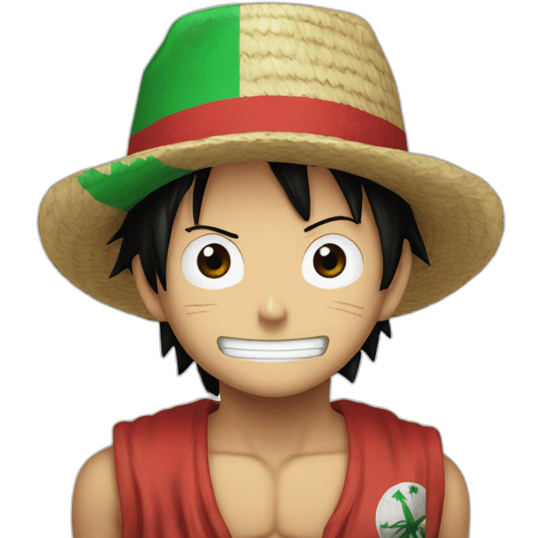 one piece luffy with algerian flag emoji