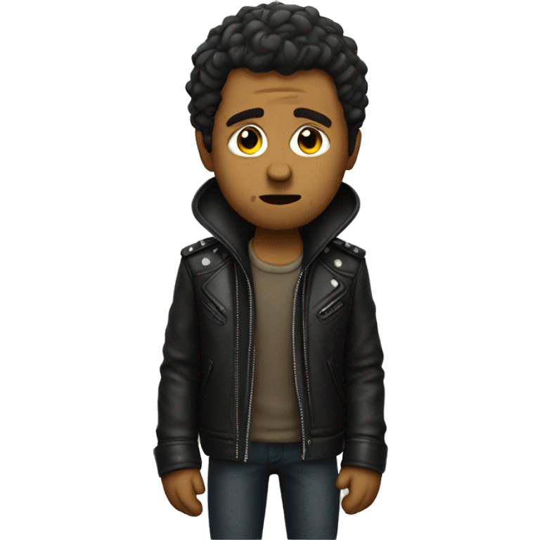 Sad musician with leather jacket emoji