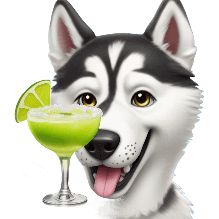 Husky cheersing a margarita emoji