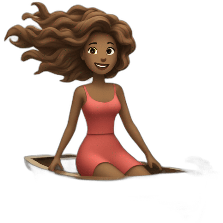 woman with hair flying in the wind on a boat emoji