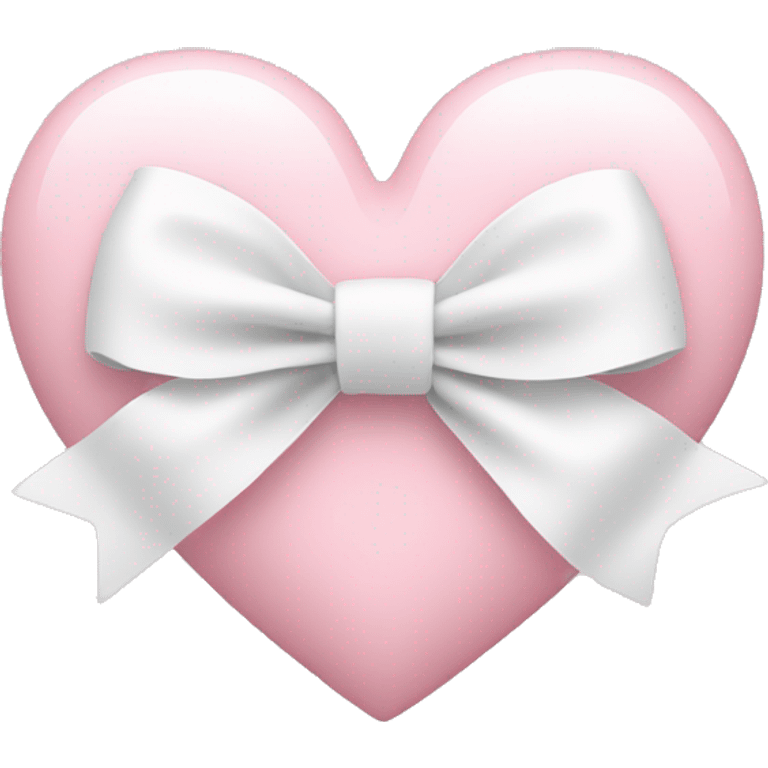 Pastel pink heart with white bow emoji