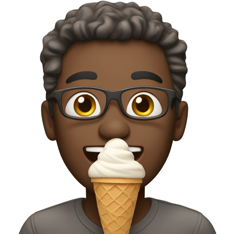 Person eating an ice cream emoji