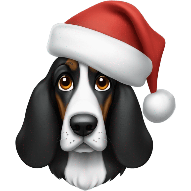 Black basset hound with Santa hat emoji