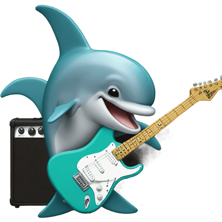 Dolphin playing a Fender Stratocaster emoji