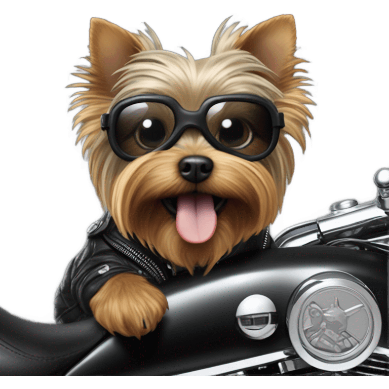 yorkie riding harley emoji