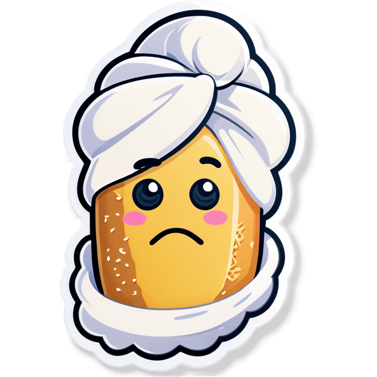 A Twinkie with cream and a towel covering her face emoji