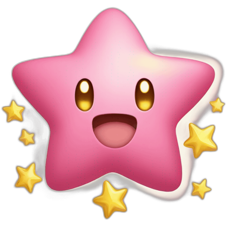 clean cute happy Kirby with a golden star emote emoji