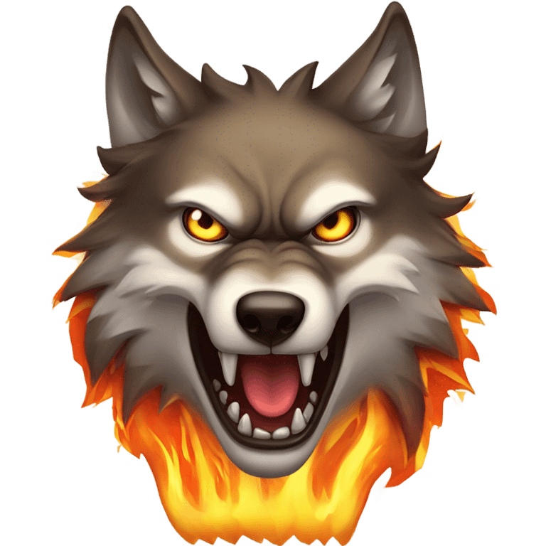 A wolf blowing fire out of his mouth in anger emoji