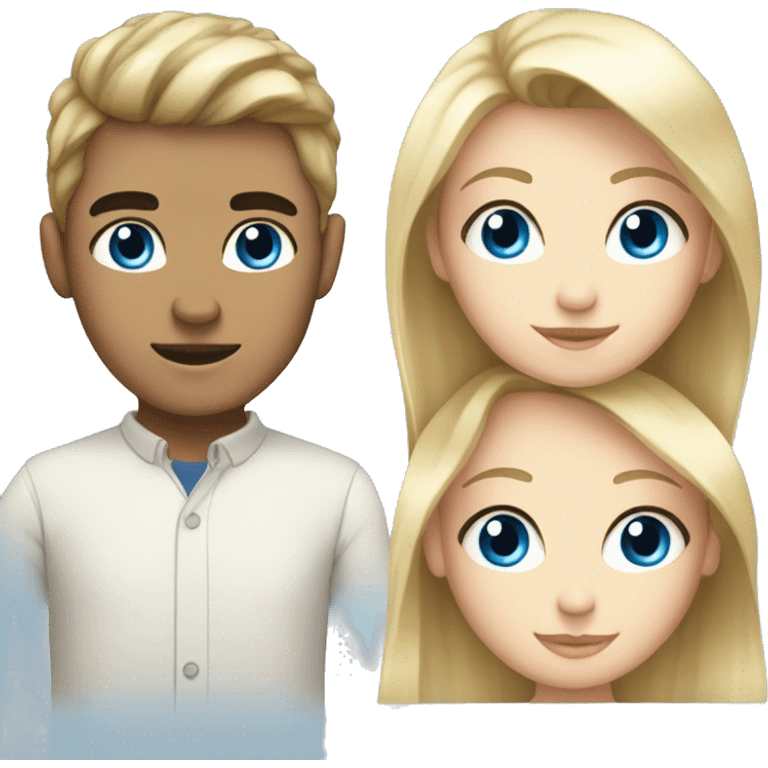 dark hair girl and blonde hair boy blue eyes emoji