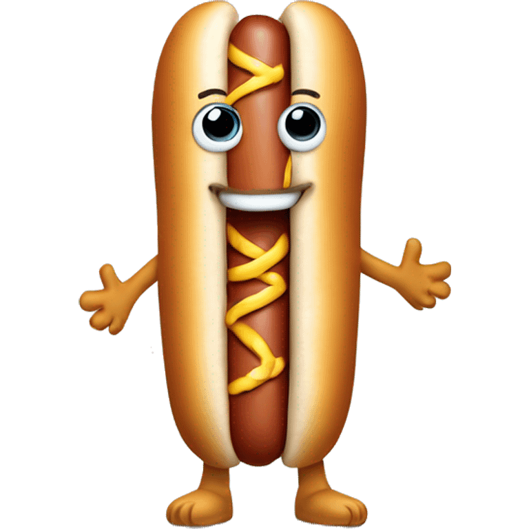 Hot dog wearing a shirt and feet and arms emoji