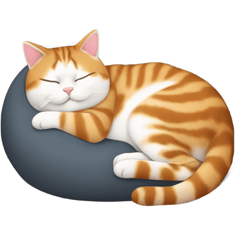 fat tawny American shorthair cat sleeping emoji