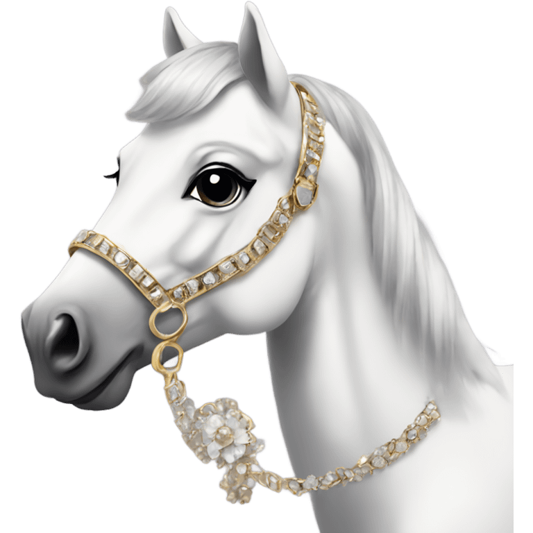 glam horse wearing makeup and accessories looking chic  emoji