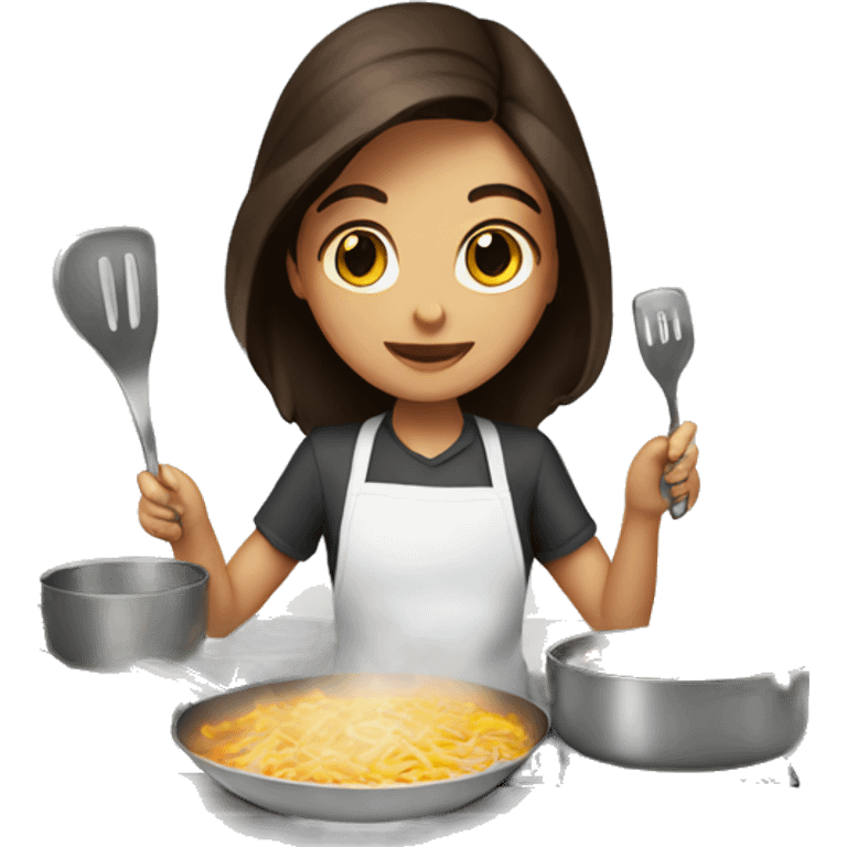 cute brunette cooking dinner emoji