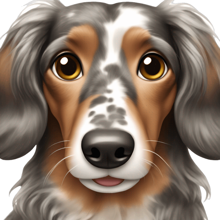 Black,brown, gray Merle long haired Dachshund emoji