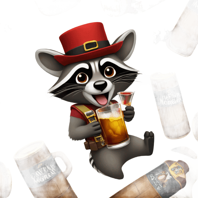 Raccoon drinking Captain Morgan emoji