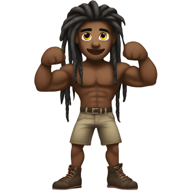 Flexing brown with tattoos and long dreadlocks  emoji