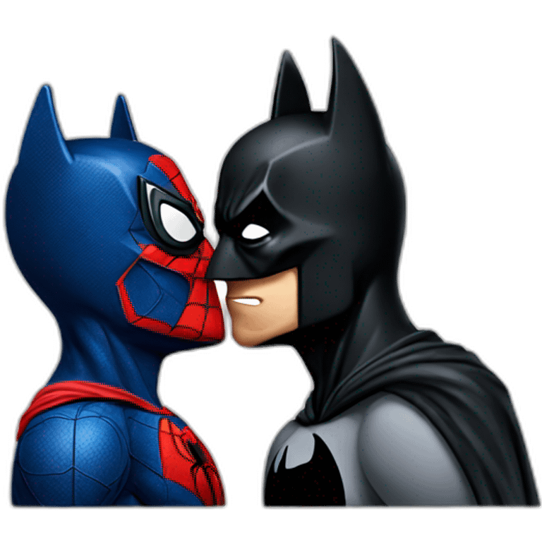 Batman kissing Spiderman emoji