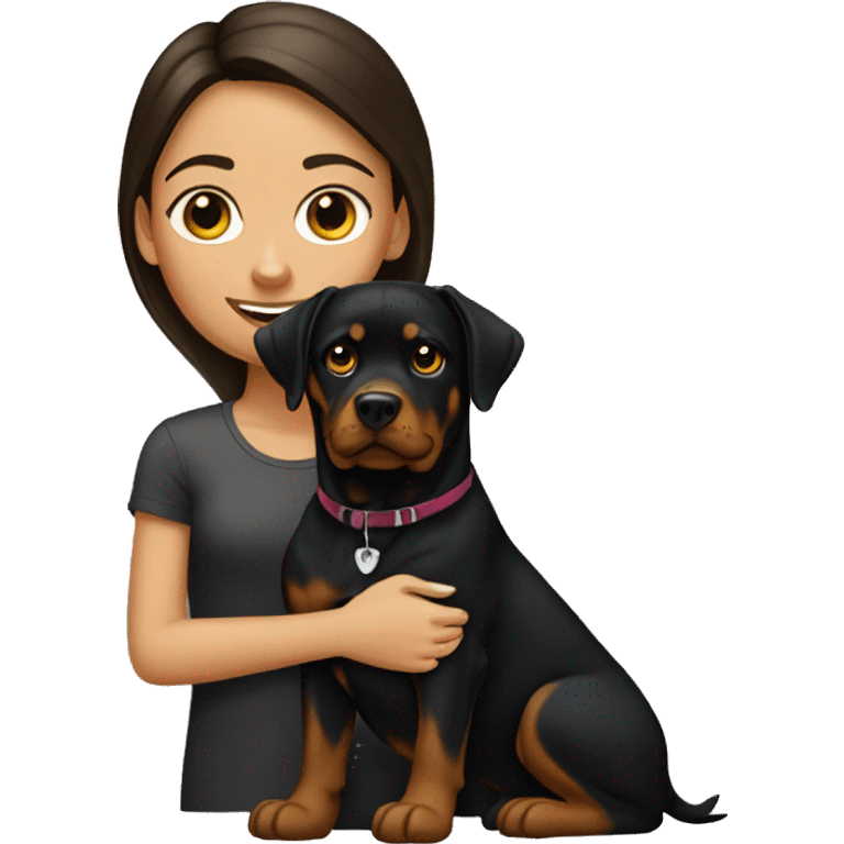 Brunette girl with Rottweiler  emoji