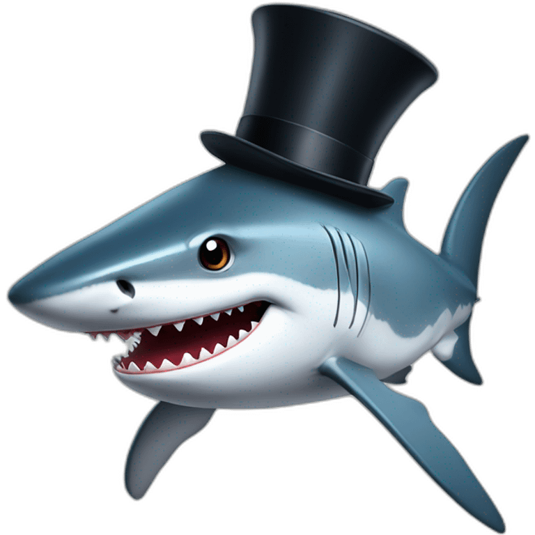 Shark with a top hat emoji