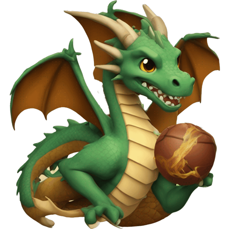 A dragon holding a hand of brown trading cards looking cool emoji