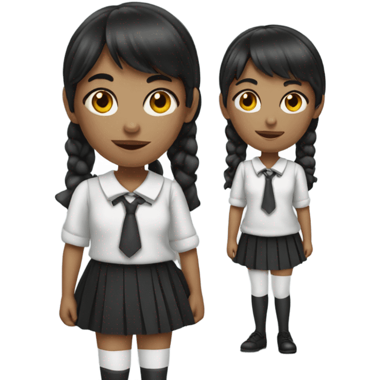  A schoolgirl with black bangs holding a black spotted emoji