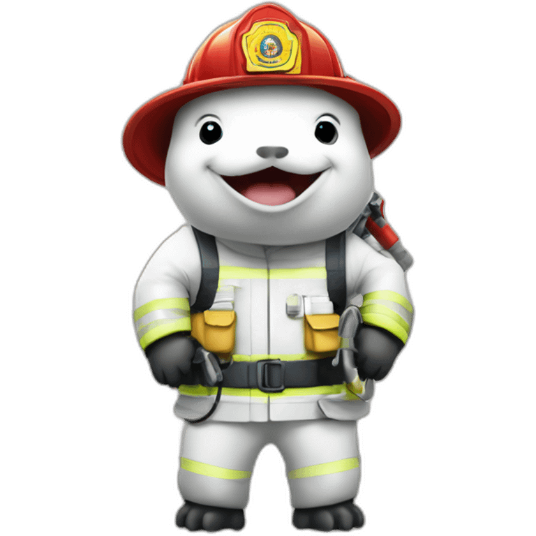 Beluga sturgeon as a fire fighter supporting union rights emoji