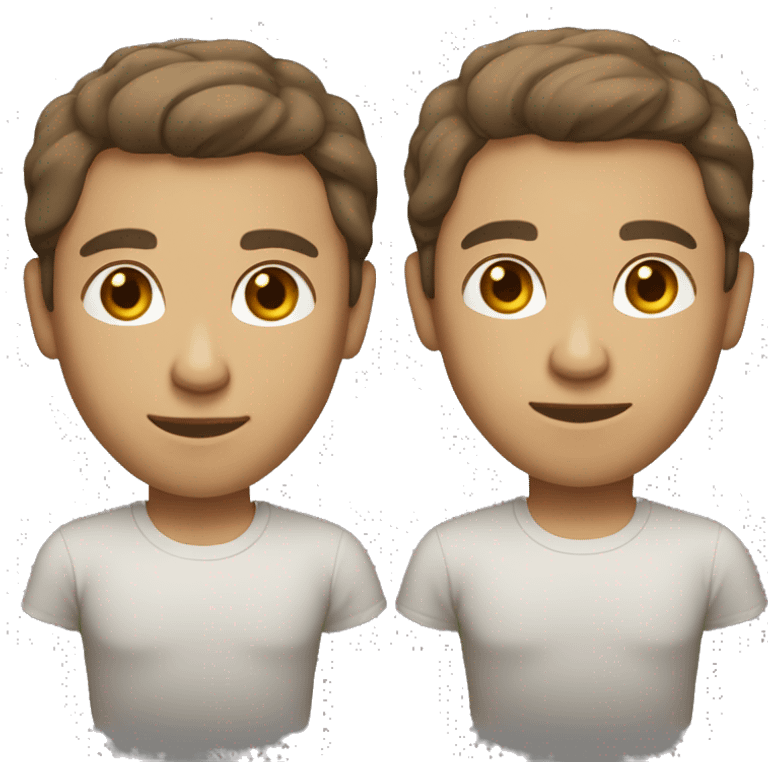 Create an emoji of a person with short brown hair, neutral expression, light skin, and wearing a light t-shirt. emoji