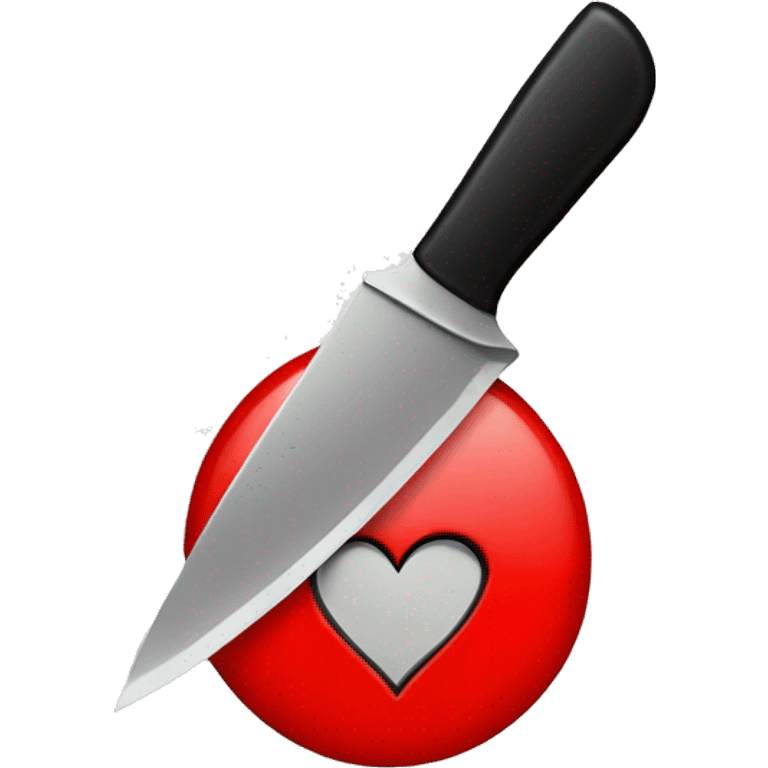 Black circle with hole underneath with knife and red heart emoji