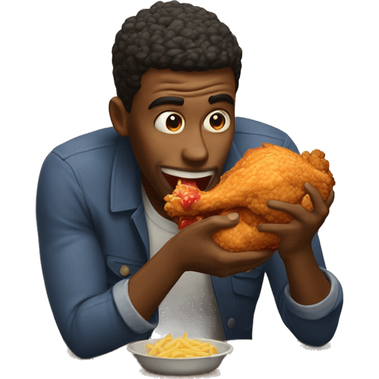 guy absolutely devouring fried chicken emoji