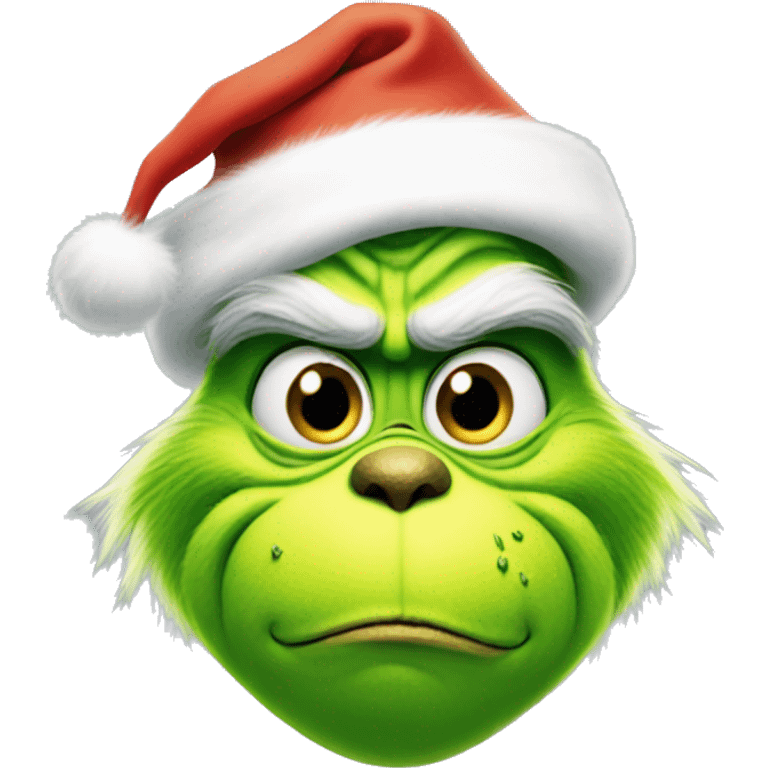 The grinch wearing a Santa hat emoji