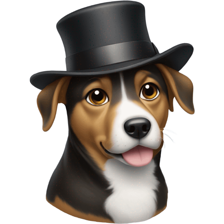 Dog wearing cap and a top hat emoji