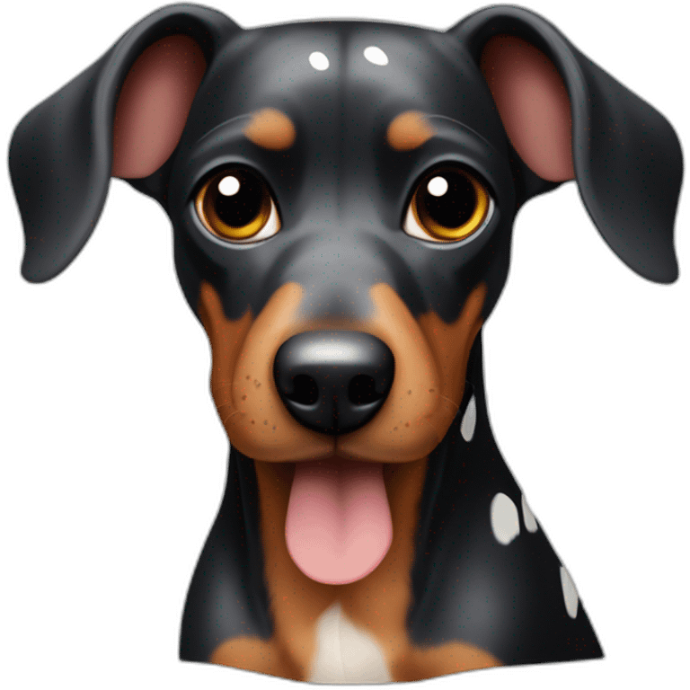 Black teckel arlequin with grey spots in hairs emoji