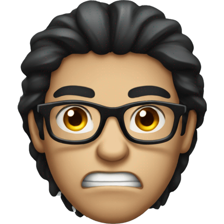 angry long dark hair boy glasses emoji