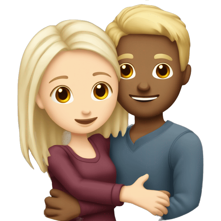 Slavic white girl with burgundy hair hug Slavic white man with blond hair  emoji