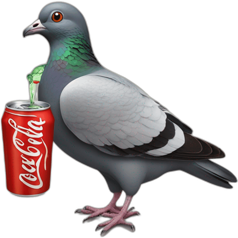 Pigeon drinking coke emoji