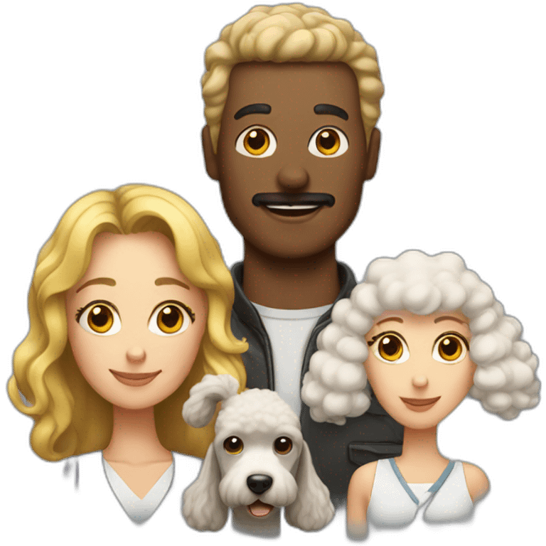 a man, women and poodle emoji