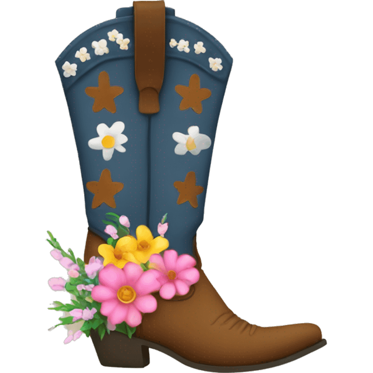 Cowboy boot with flowers  emoji