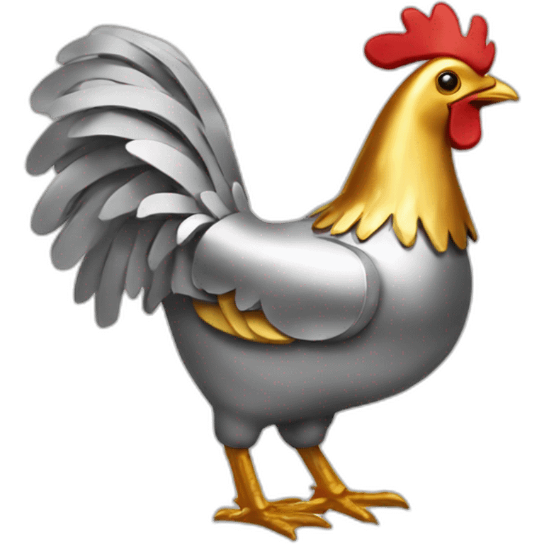 shining metal chicken emoji