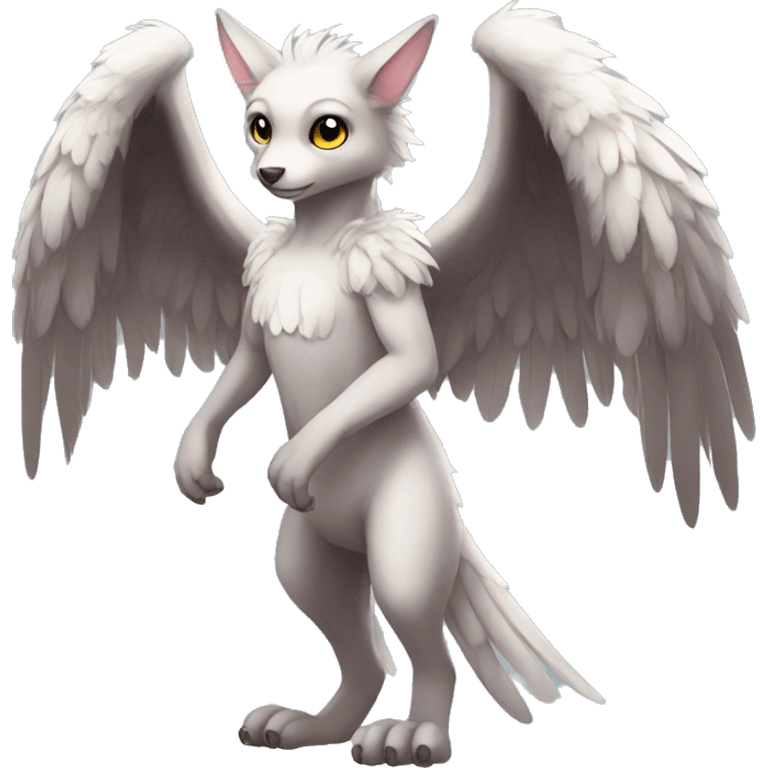 Anthro shy cute winged animal hybrid full body emoji