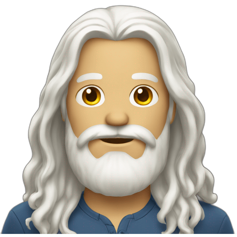 Man with long white hair and brown beard emoji