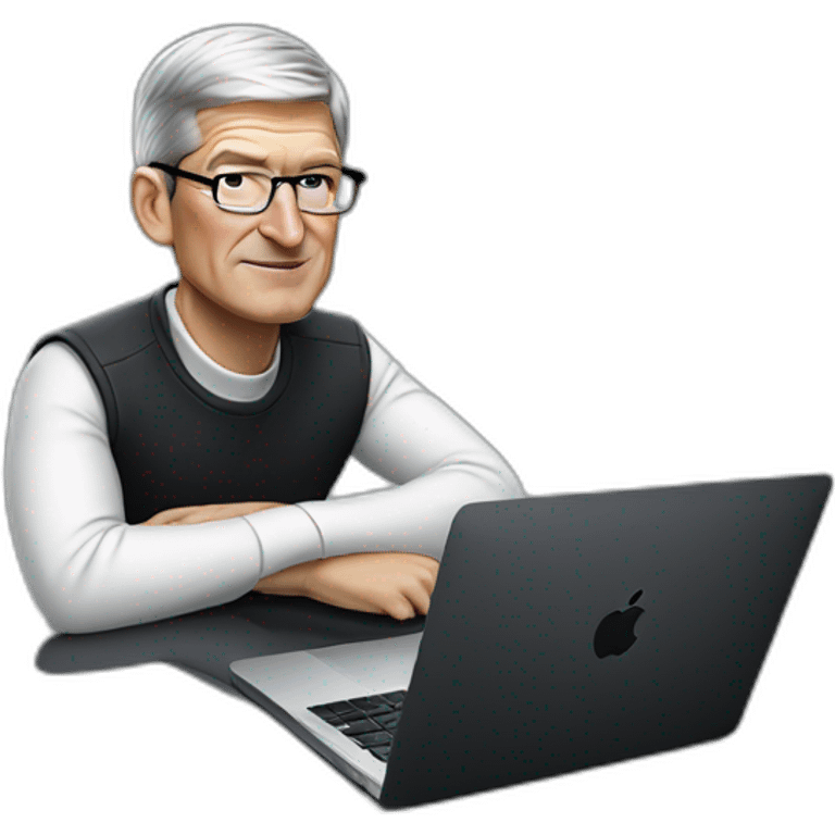 tim cook with a macbook pro emoji