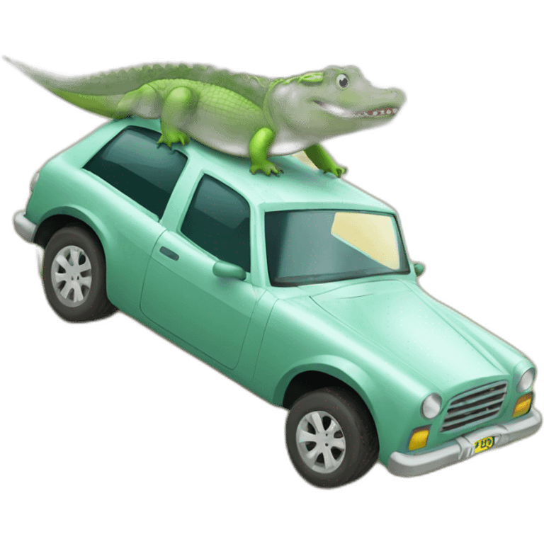 Voiture sur crocodile emoji