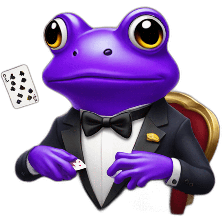 purple frog james bond lookalike playing poker emoji