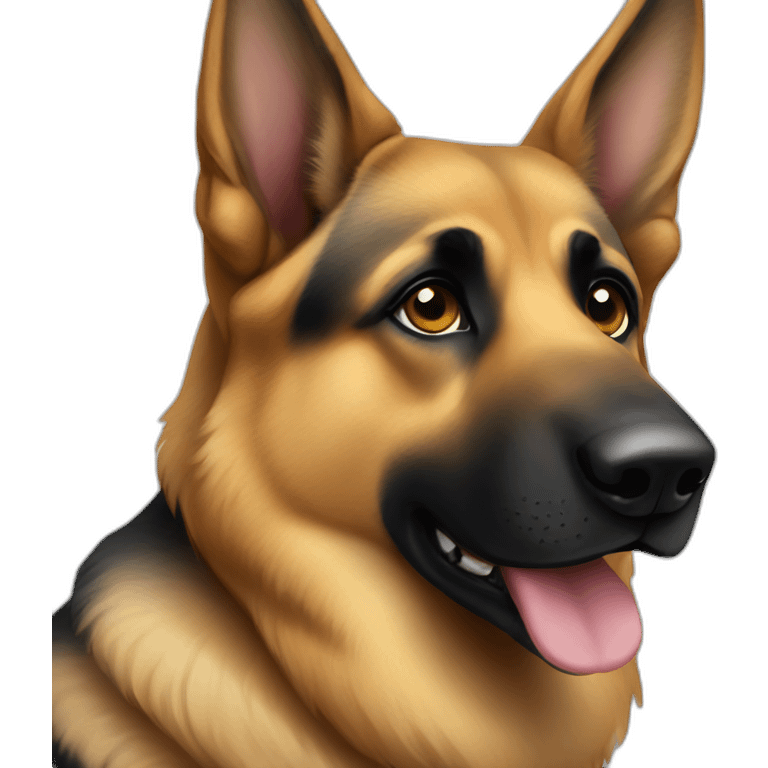 German shepherd with tiny eyes black face emoji