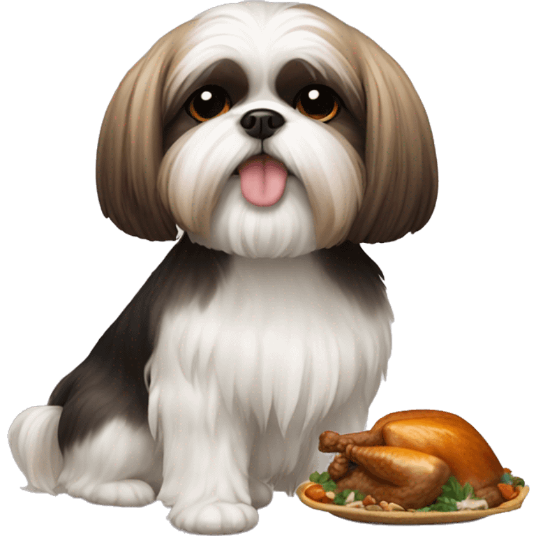 Shihtzu with turkey  emoji