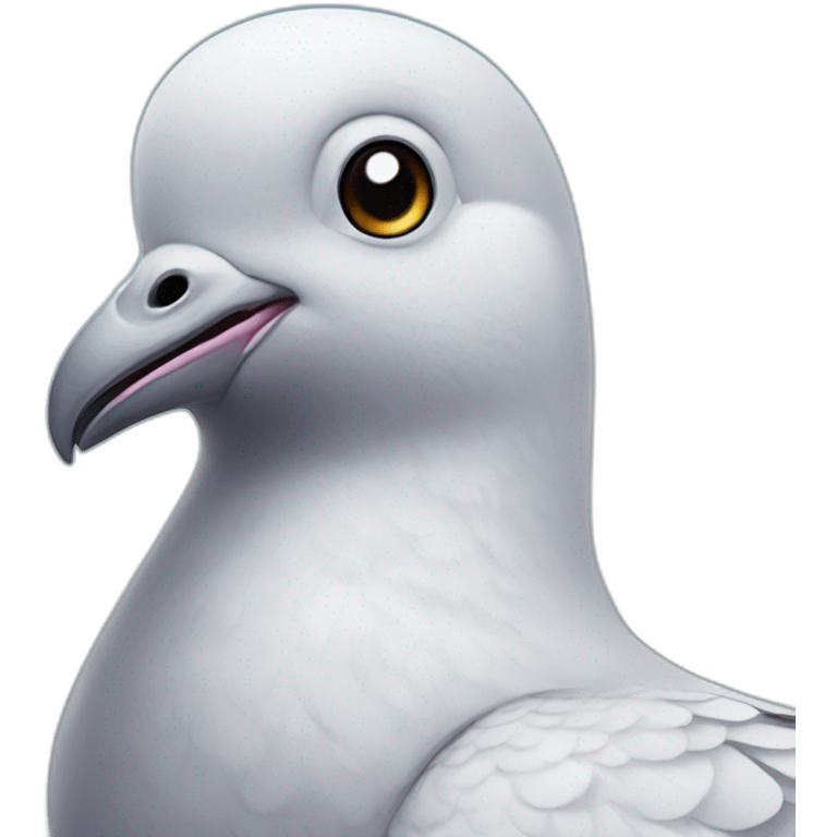 A pigeon smiling emoji