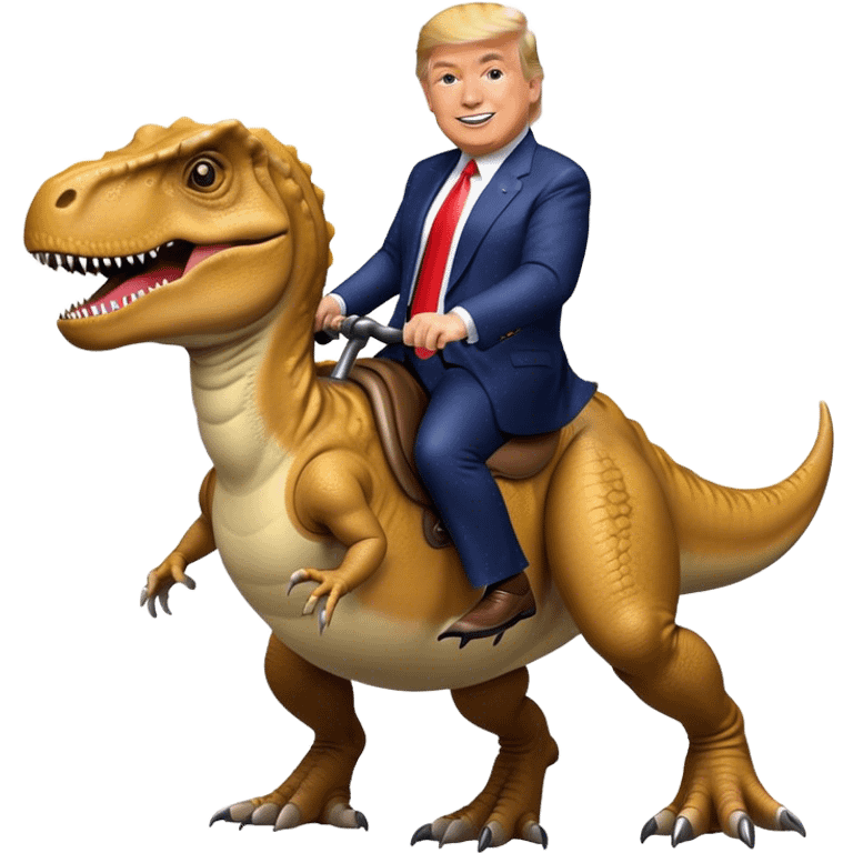 Donald Trump riding t-rex emoji