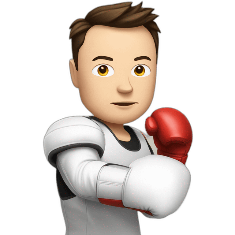 elon musk with boxing gloves, ready ti fight emoji