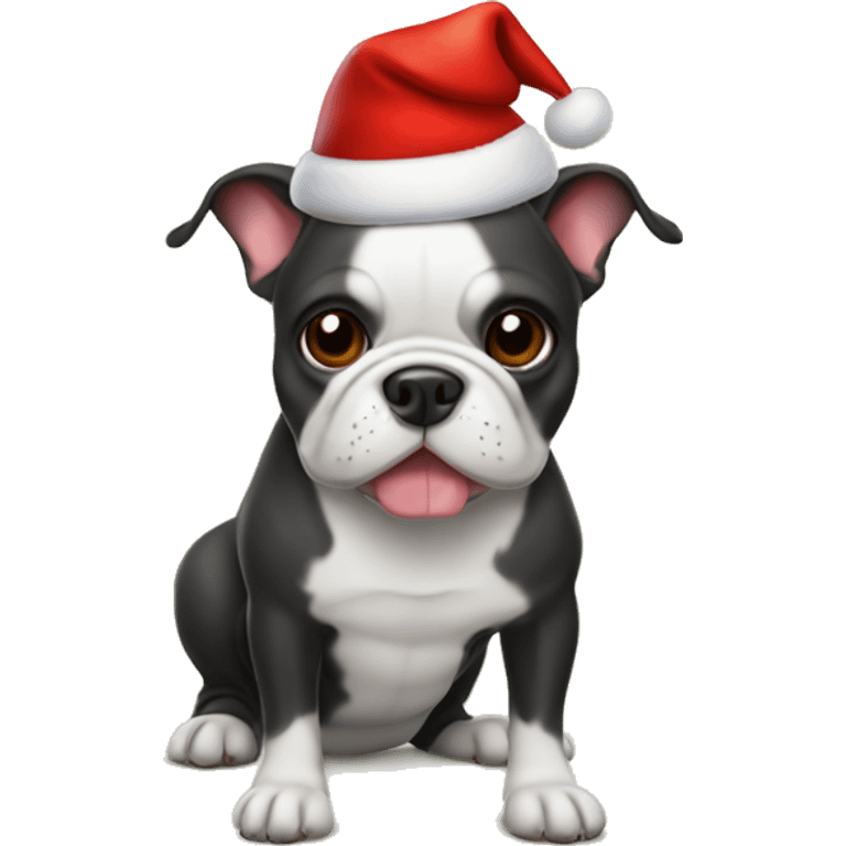 French bull dog wearing a Christmas hat  emoji