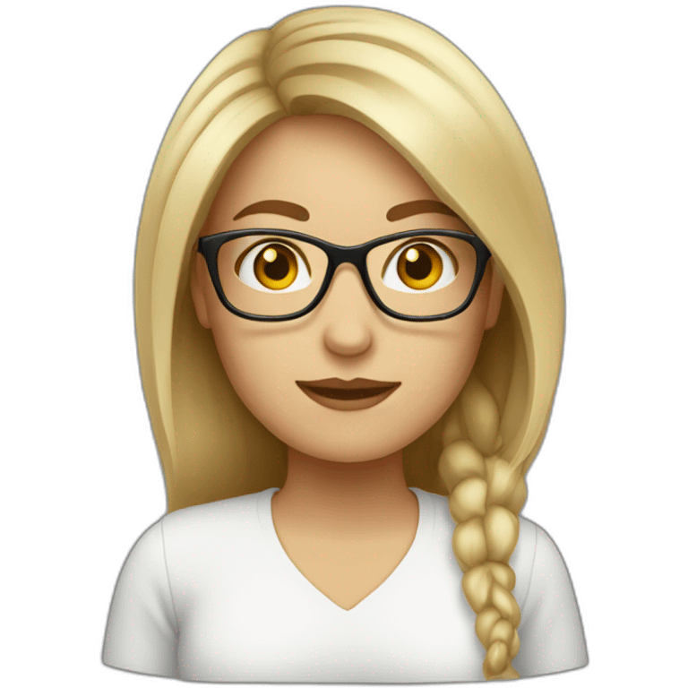 White woman, hair dark, medium, with glasses brown emoji